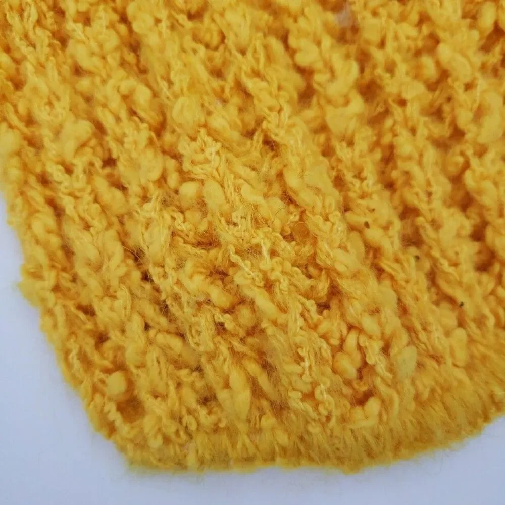 Vtg 90s ARIS Knits Scarf Bright Yellow Acrylic Wool Mohair Blend 70x8 Hufflepuff
